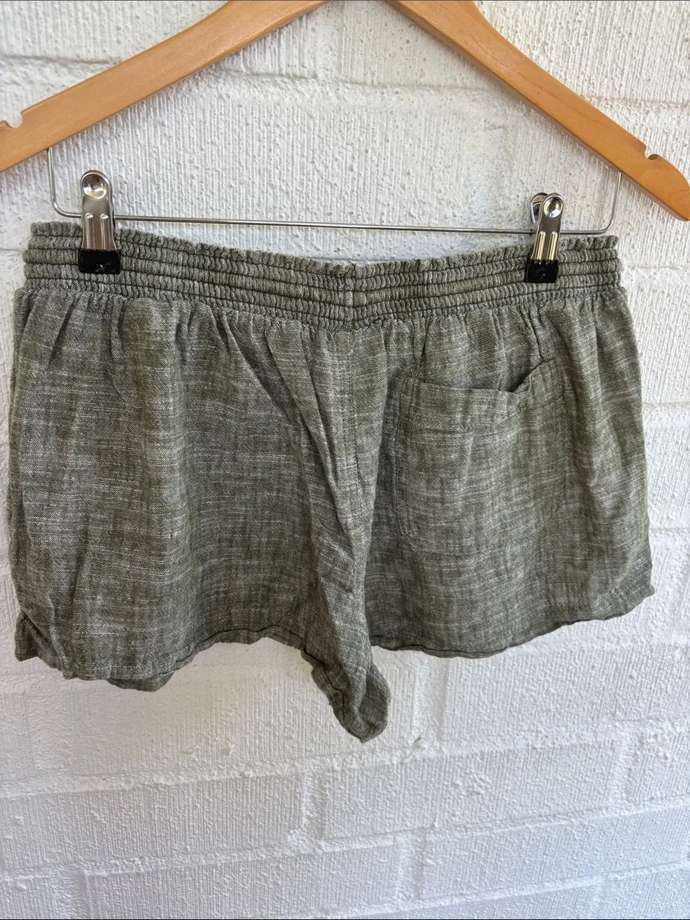Mossimo Supply Co. Linen Olive Green Drawstring Lounge Shorts with Pockets sz XL